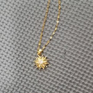 Gold Sunburst Pendant Necklace